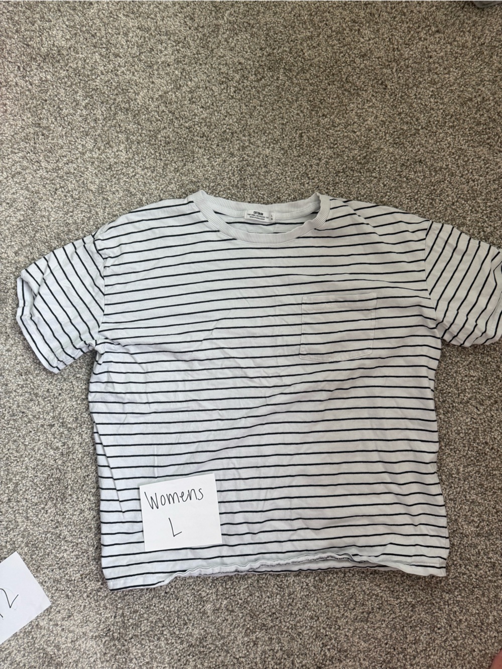 Striped White & Black Pocket Tee